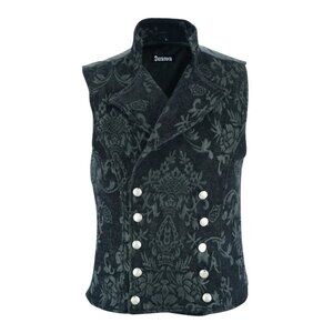 Men's Victorian Gentleman's Aristocrat Vest Tapestry Stylish Casual Vest Black